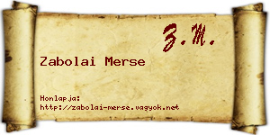 Zabolai Merse névjegykártya